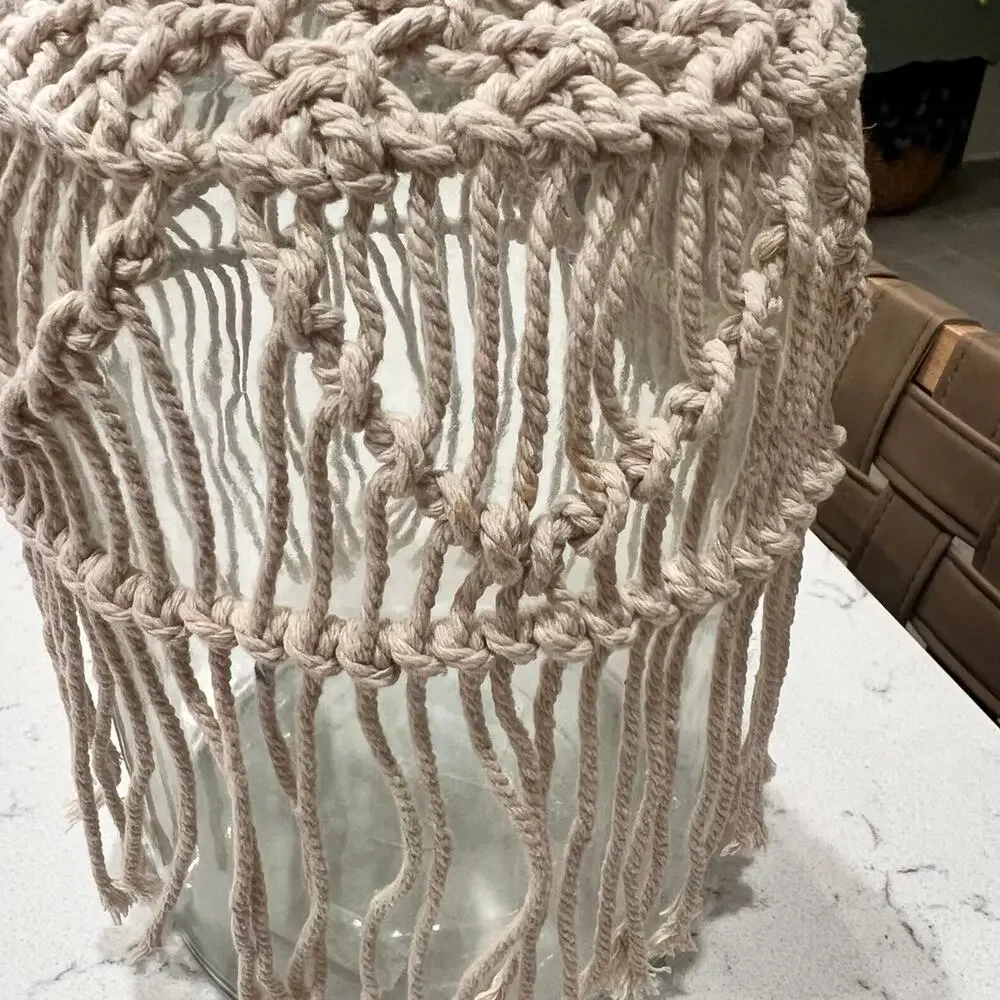 Boho Glass Vase with Macrame